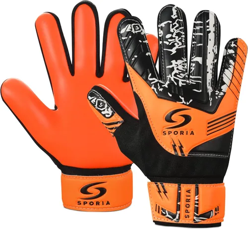 SPORIA Guantes de portero para jóvenes con doble protección para la muñeca, guantes de fútbol para niños, material de látex antideslizante, guantes