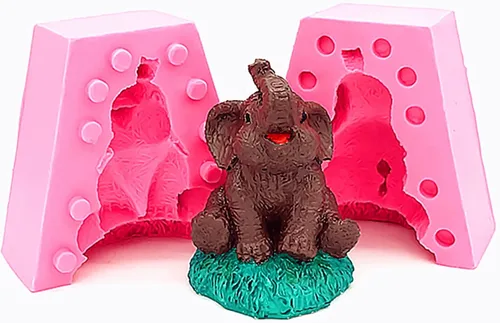 Molde de silicona para fondant de elefante bebé 3D de tamaño pequeño, moldes de silicona para baby shower, velas, chocolate, dulces, decoración de
