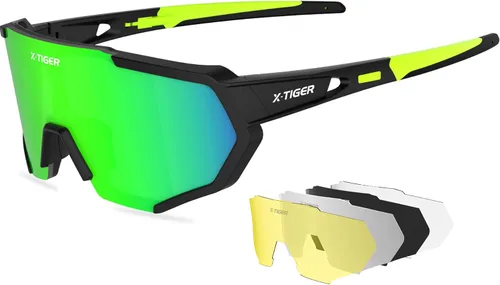 Miniatura 11 de X-TIGER Gafas de sol polarizadas para deportes con 5 lentes intercambiables, gafas de ciclismo para hombres y mujeres, para béisbol, correr, pesca