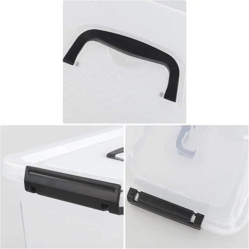Miniatura 3 de Cajas de almacenamiento de 10 litros, bolsas de almacenamiento de plástico transparente con tapas, juego de 6