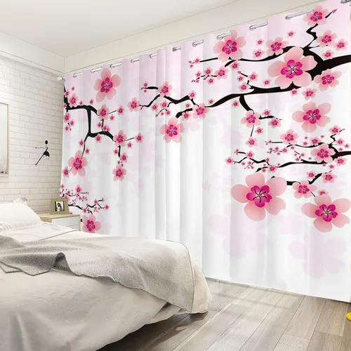 Miniatura 122 de Cortinas japonesas con pintura de tinta, monte Fuji, sol rojo, puesta de sol, hojas de bambú, cortinas de ventana para dormitorio, sala de estar