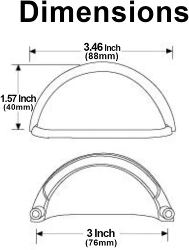 Miniatura 3 de HARPOON Paquete de 10 tiradores para cajones de tazas de latón antiguo, tiradores de gabinete de cocina de 3 pulgadas y 2.992 in
