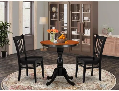 Miniatura 4 de East West Furniture ESGR3-BCH-W Eden - Juego de muebles de habitación de 3 piezas contiene una mesa de comedor redonda con pedestal y 2 sillas
