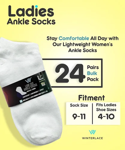 Miniatura 3 de Winterlace Paquete de 24 pares de calcetines de tobillo para mujeres y niñas, divertido y lindo corte bajo que no se muestra, colorido suave