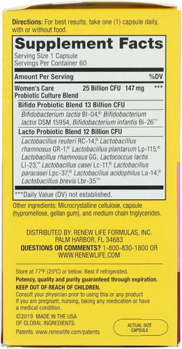 Miniatura 5 de Renew Life - Cápsulas de probióticos para mujeres, apoya el equilibrio del pH para mujeres, salud vaginal, urinaria, digestiva e inmune, L.