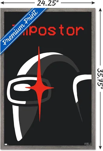 Miniatura 3 de Póster de pared de Among Us Impostor, 34 pulgadas de largo x 22.4 pulgadas de ancho, versión enmarcada de madera de granero