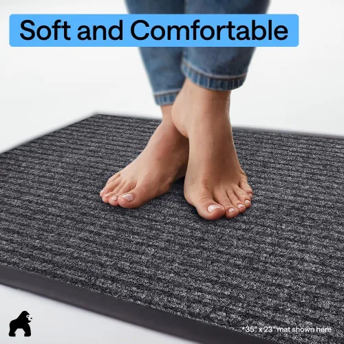 Miniatura 39 de GORILLA GRIP Tapete impermeable para puerta de protección de tráfico, 35 x 23 pulgadas, tapetes de entrada resistentes, tapetes comerciales con Negro