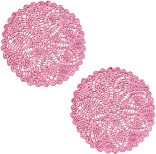 Miniatura 31 de Mantel Individual de Encaje de 11 a 12 Pulgadas Tapetes de Mesa Redondos Hechos a Mano Tapete de Ganchillo Cocina Vajilla Posavasos para Taza
