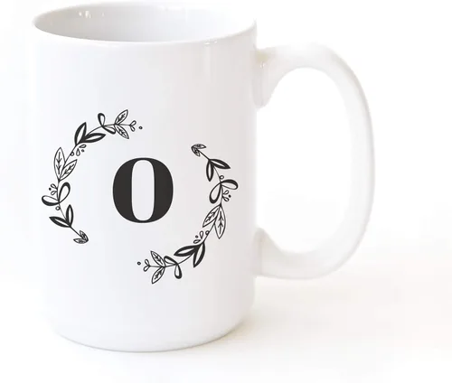 Miniatura 24 de The Cotton & Canvas Co. Botánico personalizado monograma inicial letra A taza de café porcelana cerámica taza de café para ella, para él