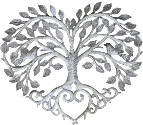 GANAZONO Árbol de la vida, decoración de pared, decoración para el hogar, plantas, decoración de corazón, árbol de metal, escultura de árbol con