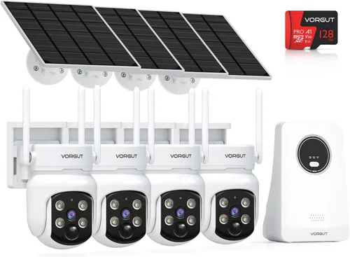Cámaras de seguridad solares inalámbricas para exteriores, sistema de cámara de seguridad solar de 4MP con NVR de 10 canales, grabación local de 128