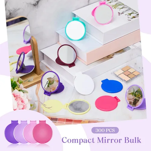 Miniatura 6 de Thyle 300 piezas de espejo compacto a granel, mini espejo de maquillaje redondo plegable para bolso, pequeño, portátil, cosméticos, regalos