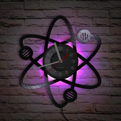 Miniatura 10 de Reloj de pared de 12 pulgadas, cuarzo silencioso, sin tictac, funciona con pilas, moderno, decorativo, física, ciencia, mecánica cuántica, reloj