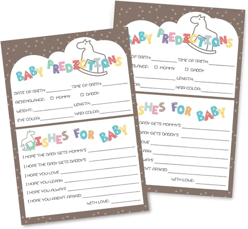 Miniatura 10 de OLOUTAB Juegos de Baby Shower para Niño o Niña - Juego de Vientre de Cerveza o Barriga de Bebé (50 Tarjetas), De Género Neutral, Papel Grueso