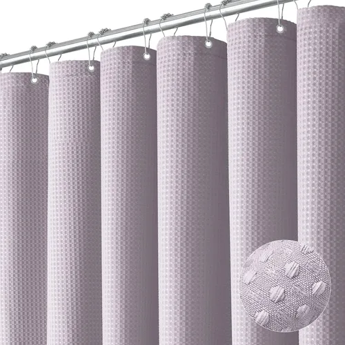 Miniatura 25 de Dynamene cortina de ducha de lino burdeos - cortinas de tela de nido de abeja texturizadas y resistentes para baño, 256GSM, juego de cortinas