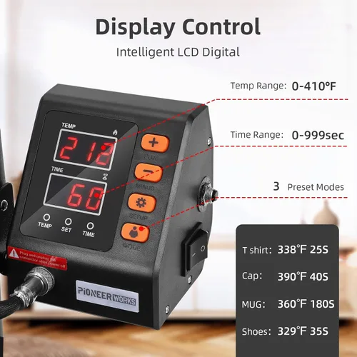 Miniatura 6 de Máquina de prensa de calor de 12 x 15 pulgadas, máquina de prensado digital de camisetas con giro de 360°, 11 en 1, combo de sublimación