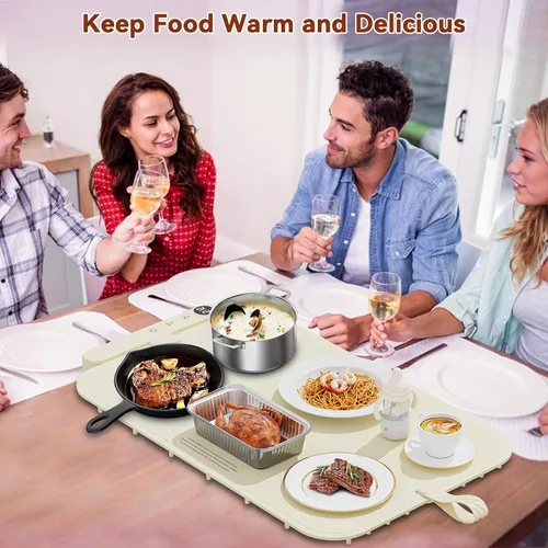 Miniatura 6 de Newise Tapete de calentamiento de alimentos de grafeno mejorado para encimera, regalos para mamá esposa, bandeja de calentamiento eléctrica