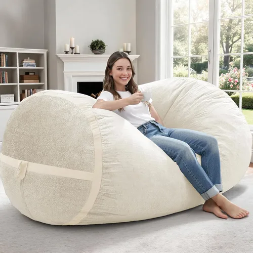 Miniatura 25 de Homguava Puf gigante de 2 pies para adultos con relleno de espuma viscoelástica, puf con funda de piel sintética suave, cómoda puf para sala