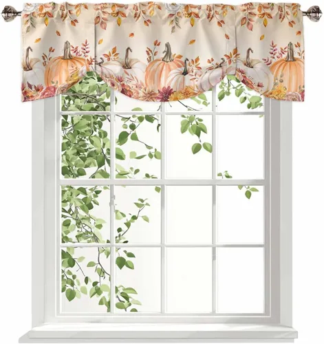 Miniatura 14 de Cortina de cenefas de granja para cocina, cafetería, moderna cenefa de ventana a cuadros rojos y blancos, cortinas cortas de 42 x 12 pulgadas