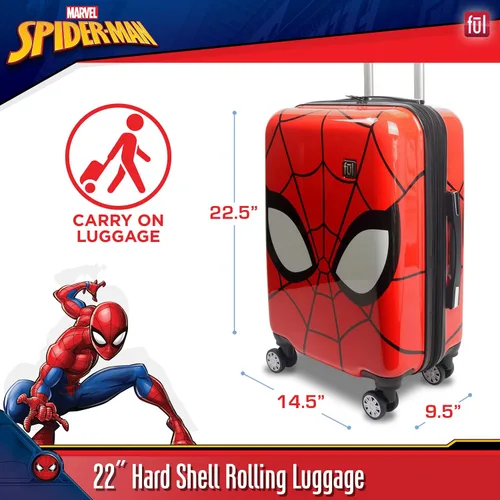 Miniatura 2 de FUL Marvel Spider-Man - Maleta de mano de 22 pulgadas, diseño de máscara, maleta rígida con ruedas giratorias, color rojo, Rojo -, Marvel Spider-Man