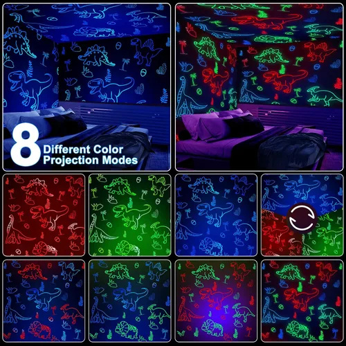 Miniatura 7 de YACHANCE Proyector de luz nocturna de dinosaurio para niños con temporizador y control remoto. Regalos de dinosaurios para niños de 1 a 12 años.