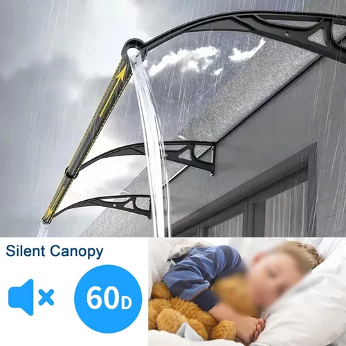 Miniatura 3 de Toldo curvo para puerta de ventana con fregadero de aleación de aluminio, toldo de ventana de porche anti-UV, cubierta de policarbonato transparente