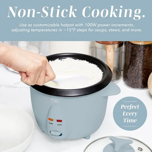 Miniatura 7 de COOK WITH COLOR Arrocera de 6 tazas de 300 W, cocción sin esfuerzo y perfectamente, cocina 3 tazas de arroz crudo para 6 tazas de arroz cocido, azul