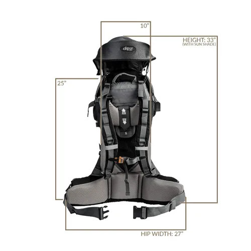 Miniatura 7 de ClevrPlus Canyonero Mochila de Camping para Bebé Senderismo Niño Pequeño Portabebés con Soporte y Visera Parasol, Negro Negro medianoche