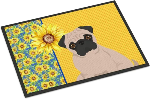 Miniatura 151 de Caroline's Treasures WDK5313MAT Airedale Terrier - Tapete para puerta delantera de 18 x 27 pulgadas, diseño de girasoles de verano, para entrada