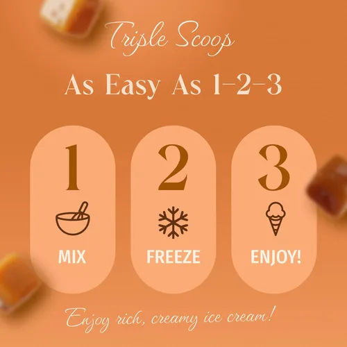 Miniatura 4 de Triple Scoop - Mezcla de helado de caramelo salado prémium para hacer helados. Simple, fácil, delicioso. De mezcla gourmet a máquina en 5 minutos