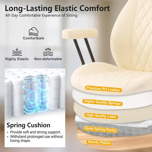 Miniatura 4 de YFO Silla de escritorio para oficina en casa, ruedas de goma, ergonómica, con soporte lumbar, altura ajustable, giratoria, reposabrazos ejecutivo