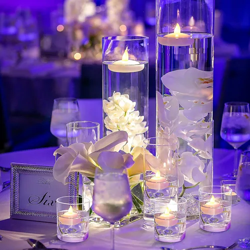Miniatura 3 de Honoson Paquete de 36 velas flotantes LED sin llama de 1.6 pulgadas, impermeables, funcionan con pilas, velas flotantes parpadeantes para centros