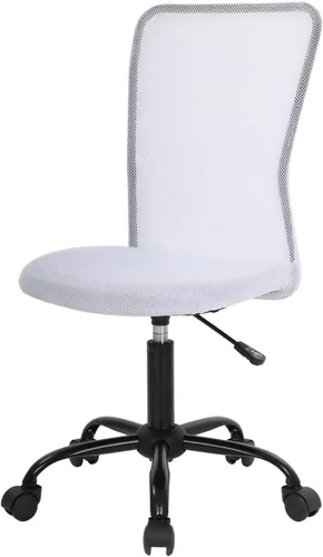 Silla ergonómica de oficina de malla, soporte lumbar sin brazos, silla de escritorio moderna y elegante para PC, color negro, con respaldo medio,
