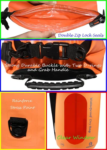 Miniatura 3 de Freegrace Juego de 3 bolsas secas impermeables con 2 sellos de cierre de cremallera y correa de hombro desmontable, bolsa de cintura y funda