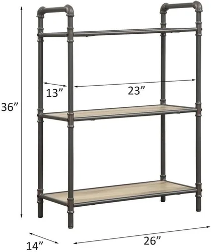 Miniatura 3 de Acme Itzel - Estantería rectangular de 3 niveles de madera en roble antiguo y gris arena