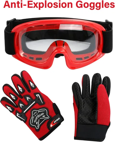 Miniatura 9 de TCT-MOTORPARTS - Casco para niños o jóvenes con lentes y guantes, aprobado por el DOT, modelo de araña roja, para motocross, cuatrimoto, moto