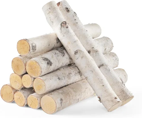 Paquete de 12 troncos de abedul para decoración de chimenea, ramas de madera de abedul decorativas naturales (1.6 a 2.4 pulgadas de diámetro x 16.5