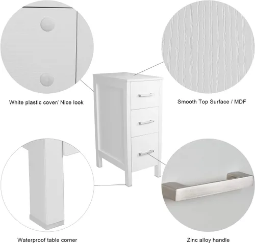 Miniatura 6 de UEV Organizador de cajones de baño, tocador individual independiente, mesita de noche, 12 pulgadas de largo x 20 pulgadas de ancho x 30 pulgadas