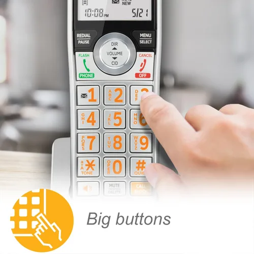 Miniatura 9 de Teléfono inalámbrico expandible DECT 6.0 con sistema de respuesta y bloqueador inteligente de llamadas de AT&T CL82207, Plateado/Negro