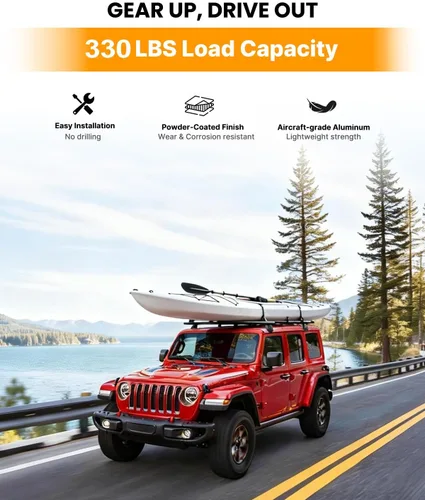 Miniatura 5 de Barra de techo negra de 330 libras para Jeep Wrangler JK JL Gladiator JT 2007-2026 barras transversales de 2 y 4 puertas