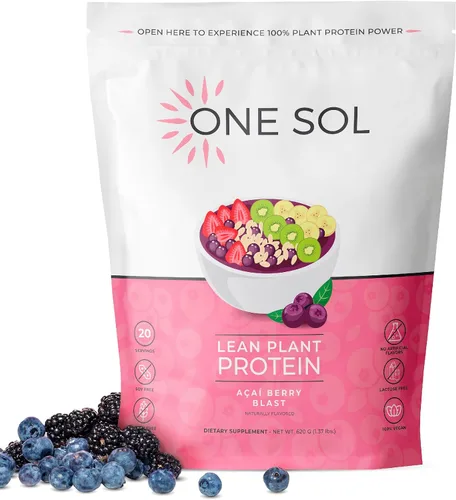 One Sol Proteína magra en polvo a base de plantas, proteína de guisante y arroz integral, baja en carbohidratos, apta para veganos, sin gluten,