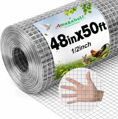 Miniatura 7 de AMAGABELI GARDEN & HOME - Malla metálica con orificios de 1/2 pulgada, 36 pulgadas x 50 pies, calibre 19, galvanizado tras soldado, rollo de malla