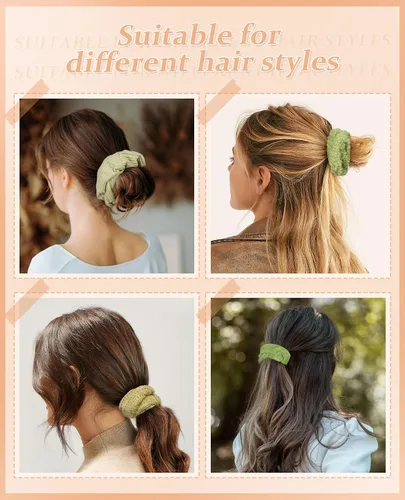 Miniatura 5 de 5 piezas de coleteros peludos - Coleteros elásticos para el cabello, bandas para el cabello para coleta, accesorios para el cabello para mujeres