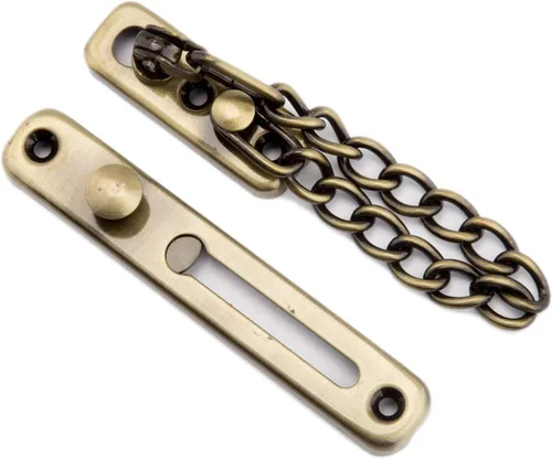 Miniatura 3 de Cerradura de puerta de cadena de acero inoxidable, resistente, pestillo interior de la puerta, cerradura de puerta sin llave, añade seguridad Verde