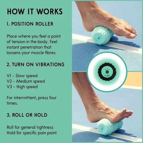 Miniatura 5 de Vibit - Masajeador vibratorio para fascitis plantar, alivio del dolor y ciática, rodillo de masaje portátil para pies y cuerpo, alivio del dolor