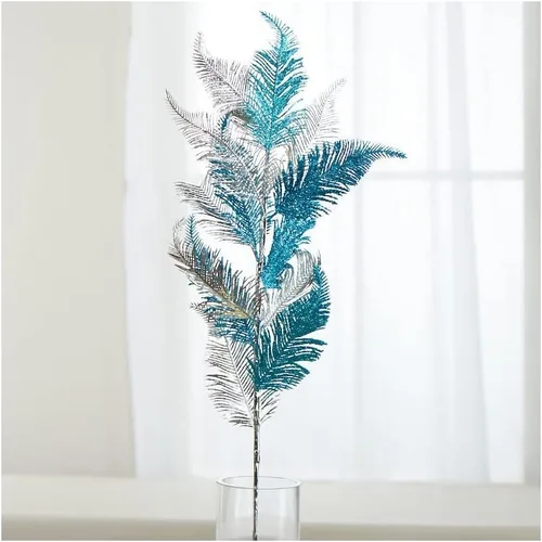 Miniatura 8 de Factory Direct Craft Grupo de 2 helechos artificiales dorados con purpurina para arreglos florales y decoración navideña, 29 pulgadas de alto