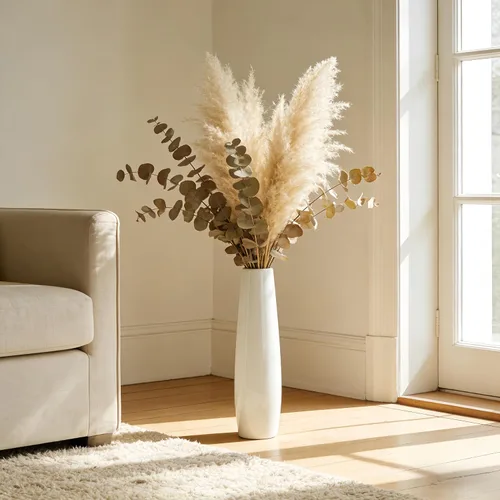 Miniatura 9 de Jarrón de cerámica blanca de 17.7 pulgadas de alto, soporte para flores, jarrones grandes decorativos para centros de mesa, estantes, decoración