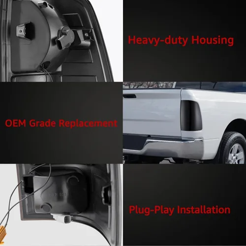 Miniatura 6 de HAKA TOUGH Conjunto de luces traseras LED para Dodge Ram 1500 2009-2018 Dodge Ram 2500/3500 2010-2018 2010-2018 luces traseras ahumadas negras