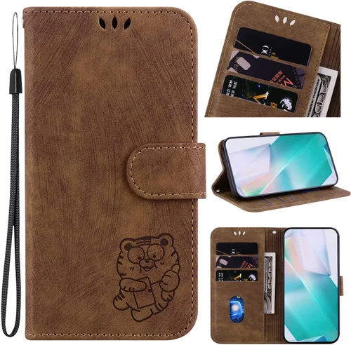 Miniatura 8 de Designed for Redmi k40 Pro Phone Case Wallet,PU Leather Flip Folio Cover with Credit Card Holders Little Cute Tiger Embossed Kickstand Wrist Strap