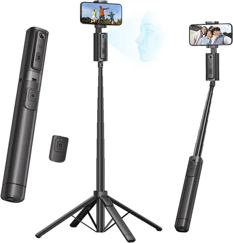 Fuloview Trípode de seguimiento facial automático, trípode de teléfono de 67 pulgadas para iPhone, rotación de 360° que sigue tu movimiento, control